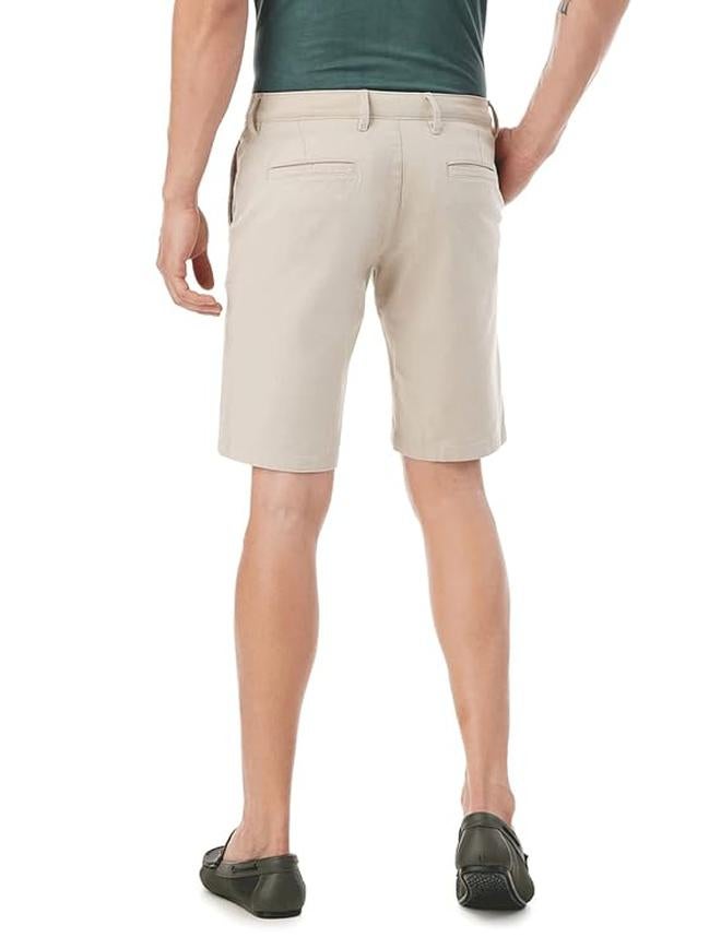 fyltr Men's Straight Fit Stretch Cotton Khaki Shorts - Soft Handfeel - Image 3